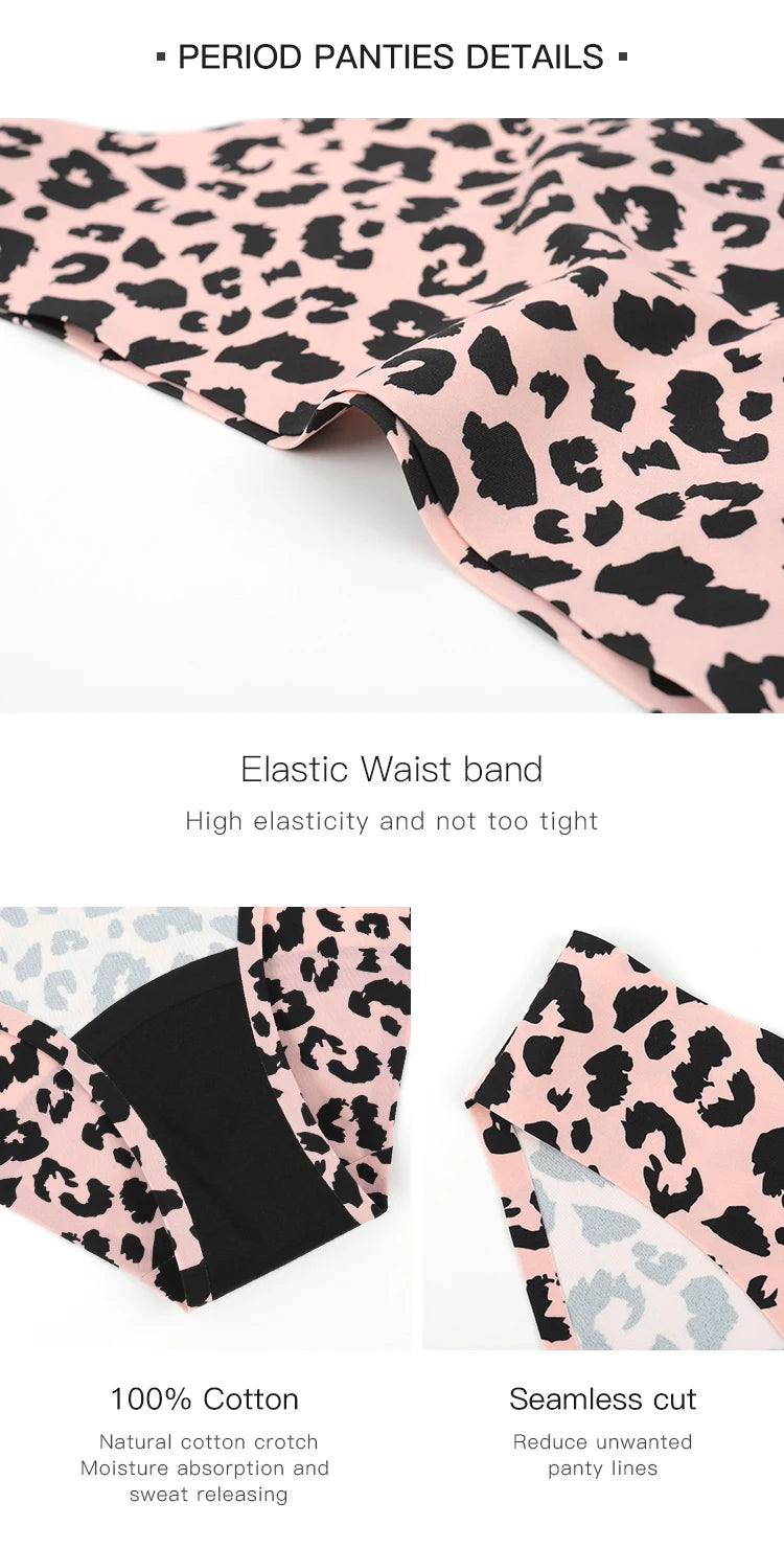 YMQJ Culotte Menstruelle Léopard Respirante Étanche 4 Couches