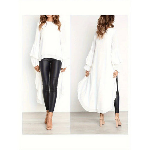 Chemise Mousseline De Soie Lurex Ourlet Asymétrique