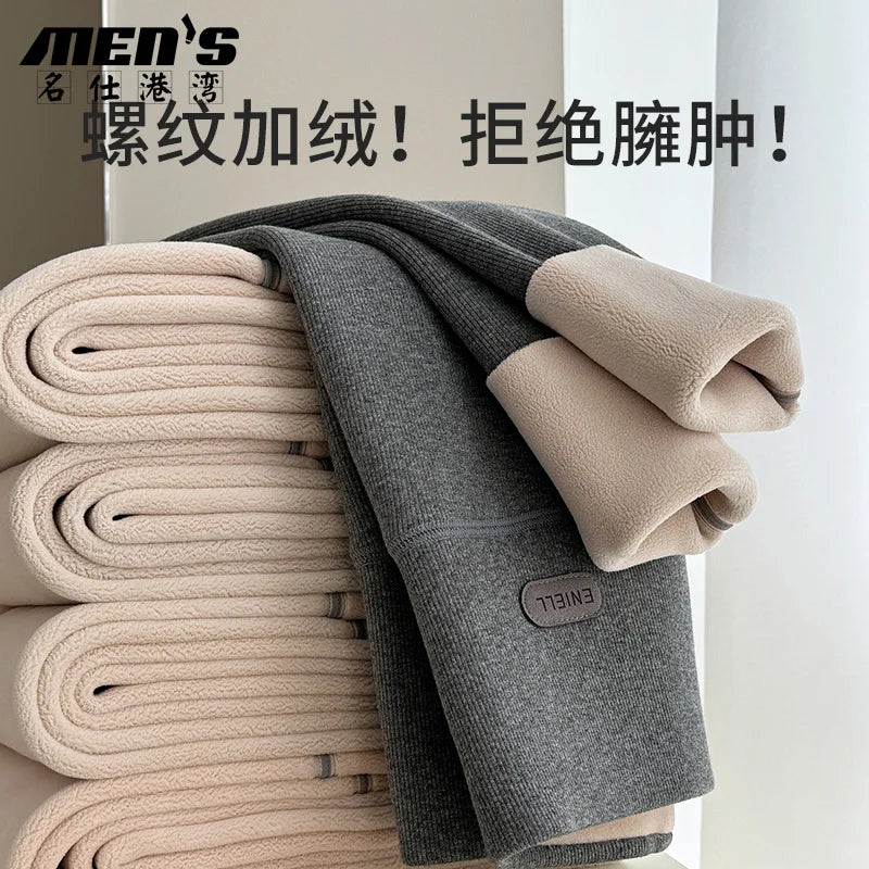 Leggings Femme Coton Spandex Polaire Gris Taille Haute