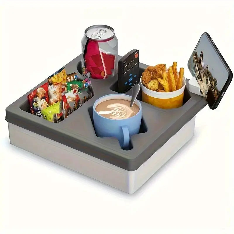 Plateau de canapé en silicone – Porte-gobelet et support téléphone