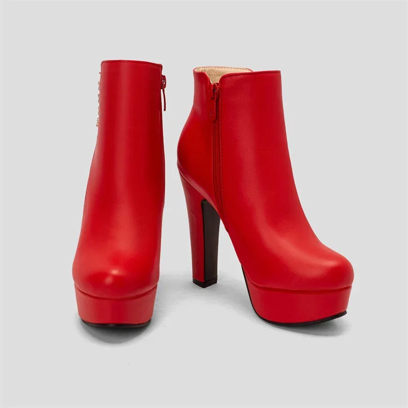 Bottines Femme Cristal Fleur Talons Hauts Zip Pour Hiver