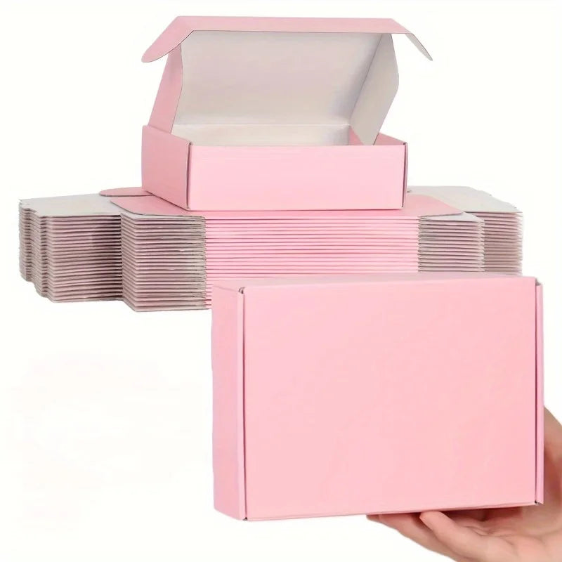 Pink Corrugated Cardboard Shipping Boxes, 10 Pieces