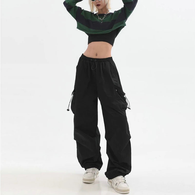 Beysaurt Women's Harajuku Baggy Cargo Pants with Elastic Waist