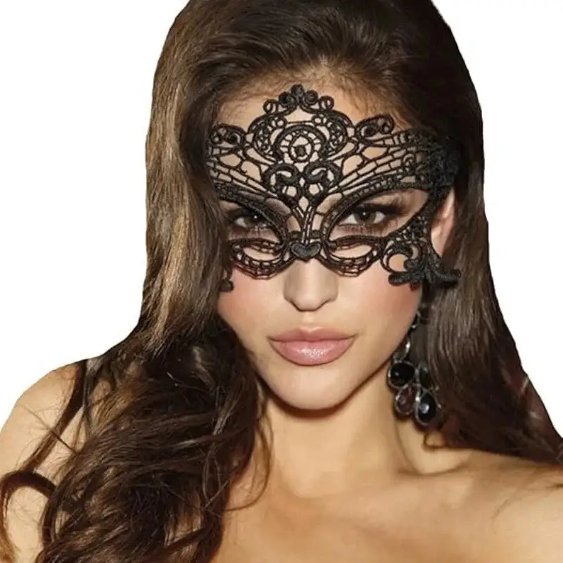 Masque de mascarade en dentelle noire pour femme, motif complexe et élégant
