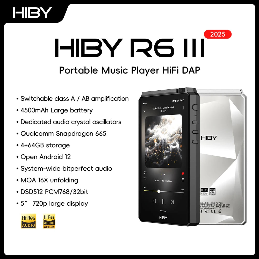 HiBy R6 III Lecteur Musique Portatif Aluminium Android 12