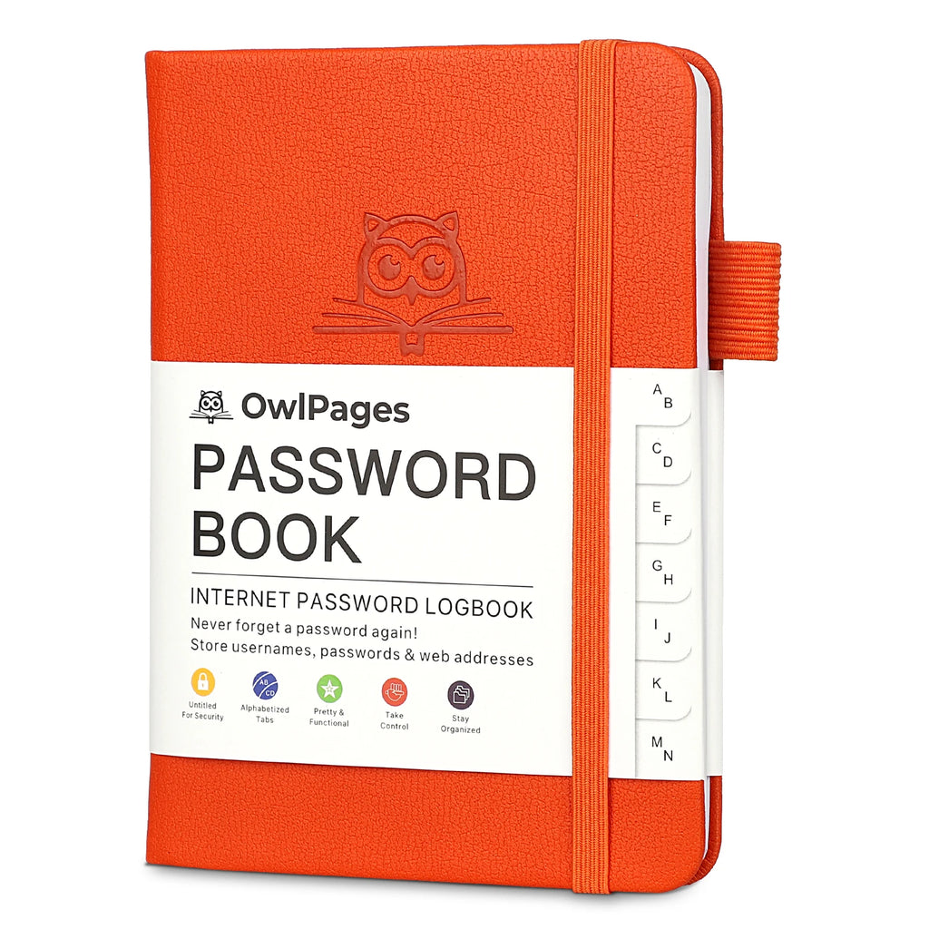Passwortbuch mit Hardcover-Einband und alphabetischen Registern