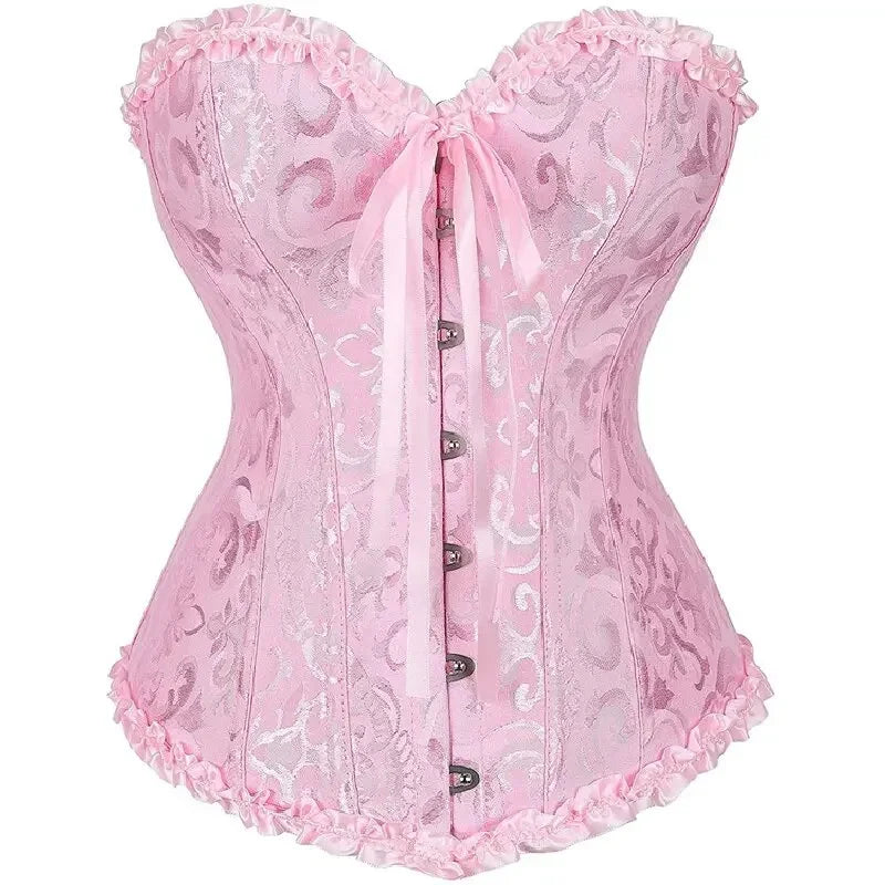 Corselet jacquard floral victorien – Fermeture busc devant