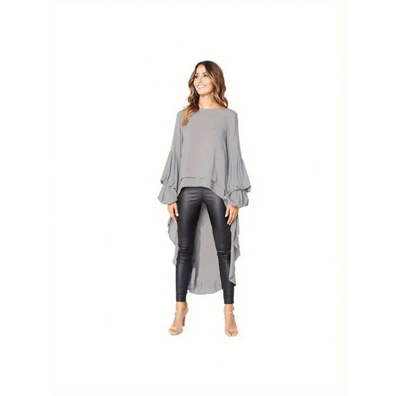 Chemise Mousseline De Soie Lurex Ourlet Asymétrique