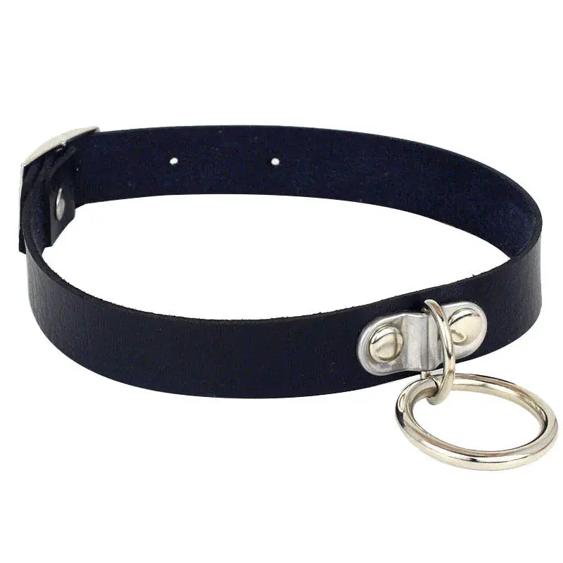 Collier ras du cou style gothique punk en cuir synthétique