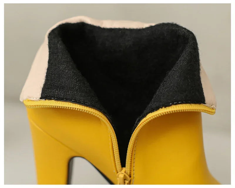 Bottines Femme Cristal Fleur Talons Hauts Zip Pour Hiver