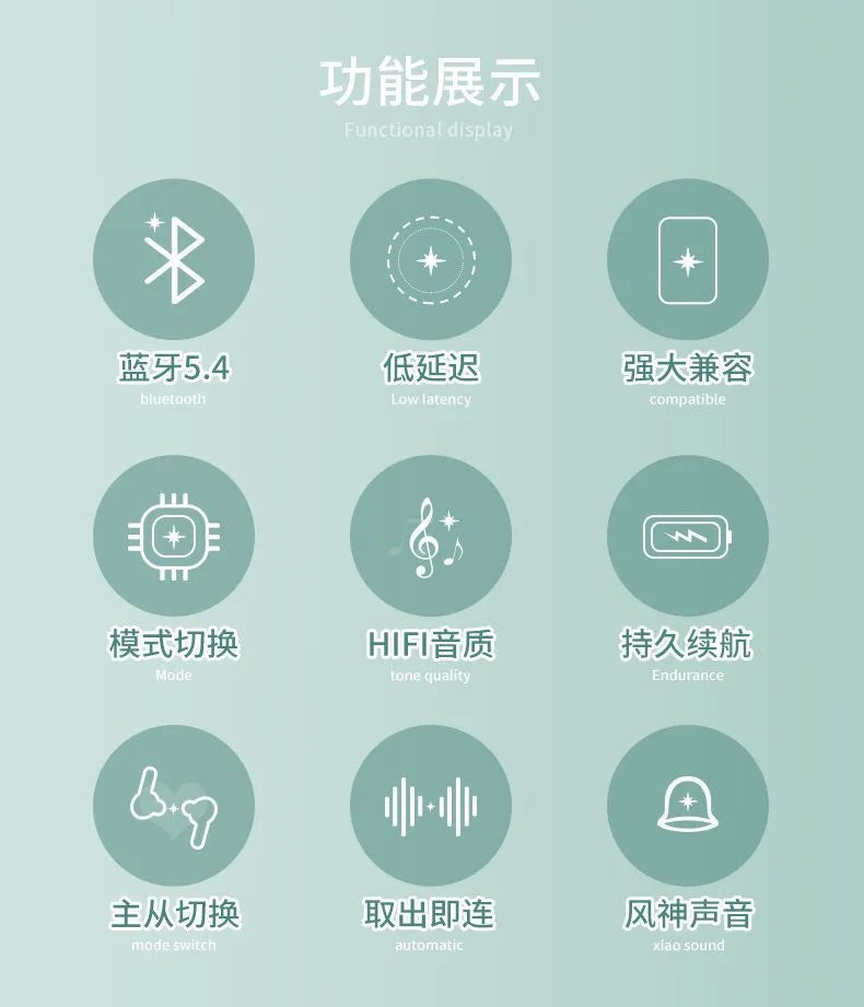 Venti Bluetooth Headset 5.4 Turquoise Genshin Impact Cosplay