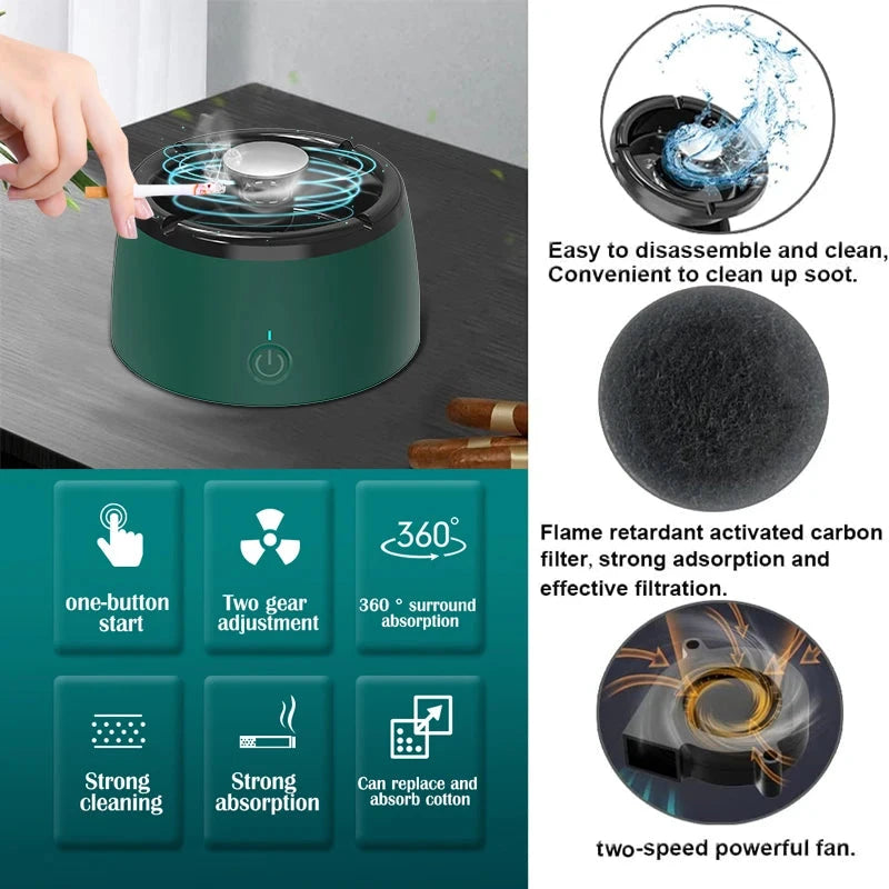 USB Air Purifier Ashtray for Home and Office