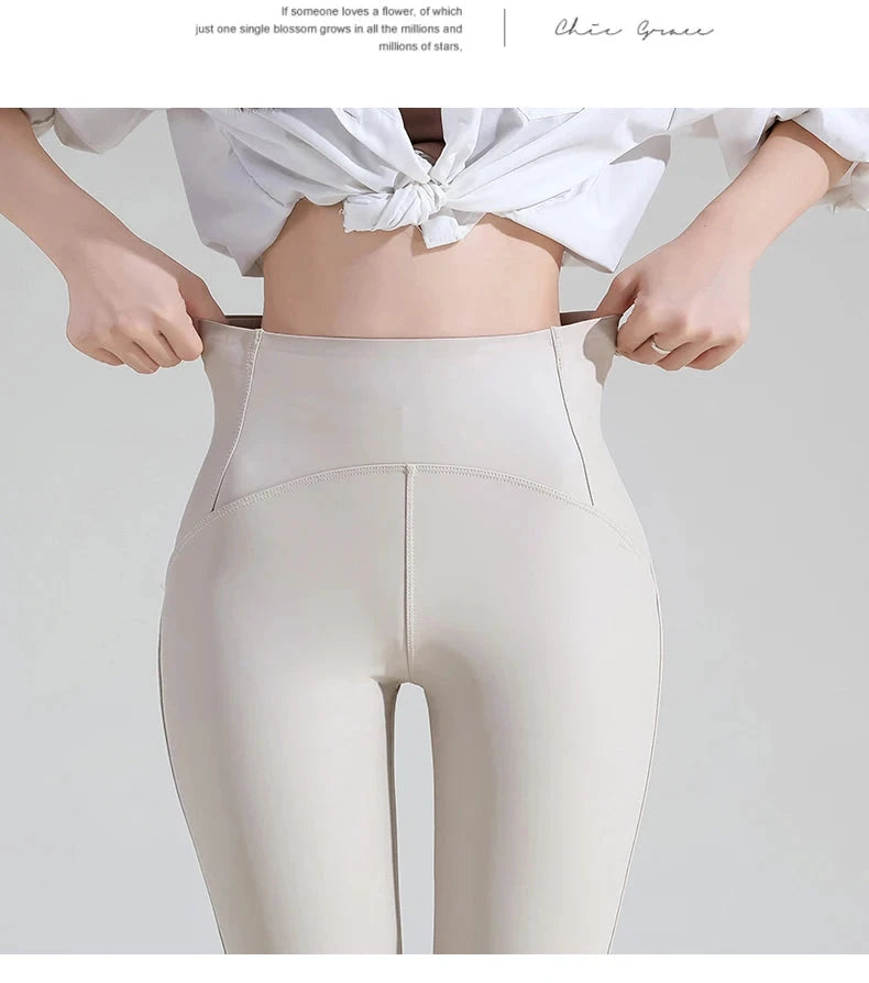 Leggings Cuir PU Noir Taille Haute Serpent