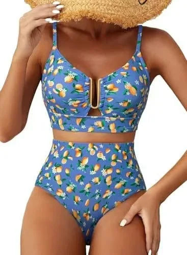 Maillot de bain deux pièces taille haute triangle – Pure Color
