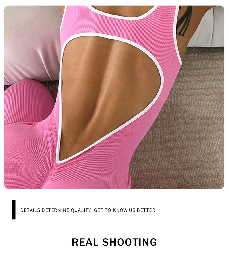 Combinaison Dos Nu Femme Yoga Nylon Spandex Séchage Rapide