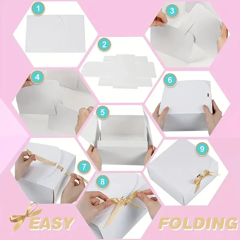 Large White Cardboard Box with Bow, Set of 3 Pieces