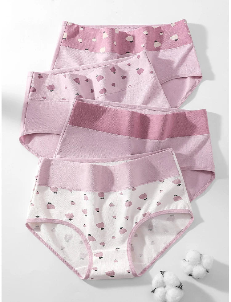 ZJX Ensemble 8 Culottes Femme Coton Respirant Taille Haute Rose Imprimé Coeurs