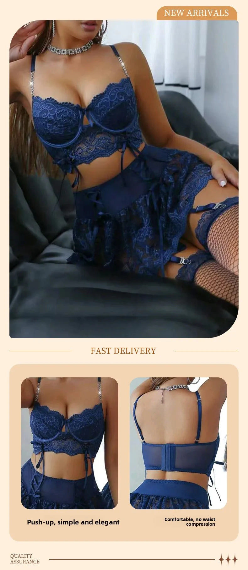 Léa's Secrets Verstellbarer blauer Schmetterlings-Spitzenbody