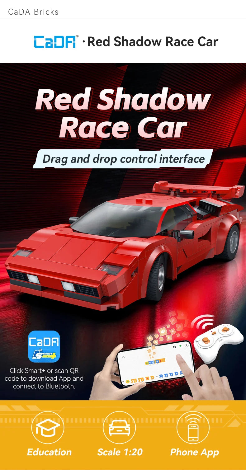 Cada 1:20 328 pièces ville technologique RC voiture de course App blocs de construction télécommande vitesse véhicule briques jouet cadeaux de vacances by LSDLBoutique.ch