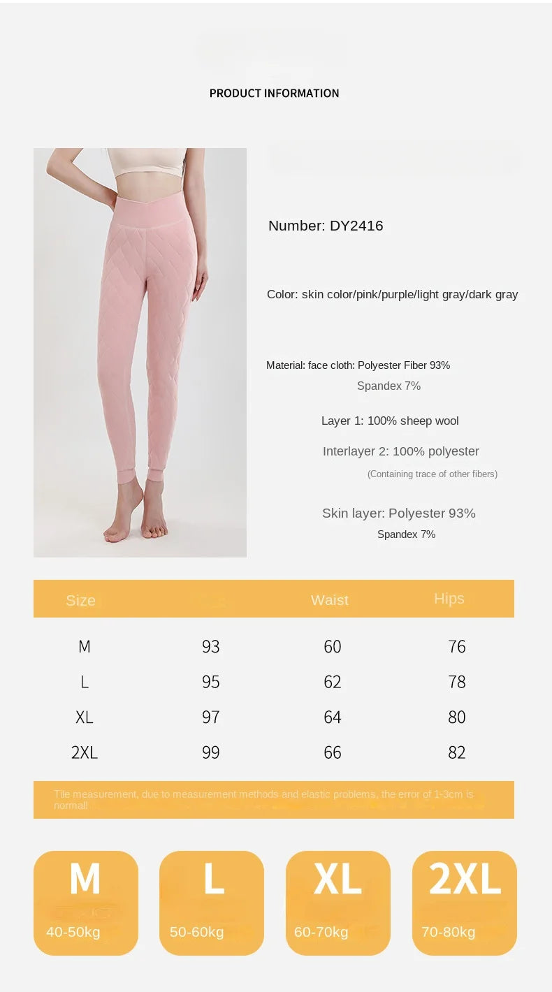 Legging Velours Taille Haute Femme Rose Doublé Polaire Chaud Hiver