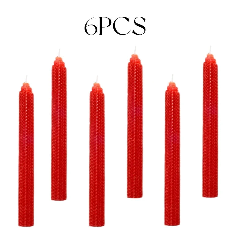 Bougies Coniques Cire d’Abeille Nid d’Abeille Beige Fait Main