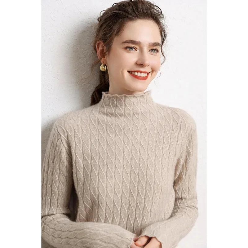 Pull Chaud Femme Cachemire Torsadé Manches Longues by LSDLBoutique.ch