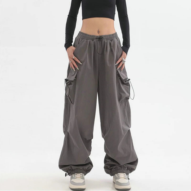 Beysaurt Women's Harajuku Baggy Cargo Pants with Elastic Waist