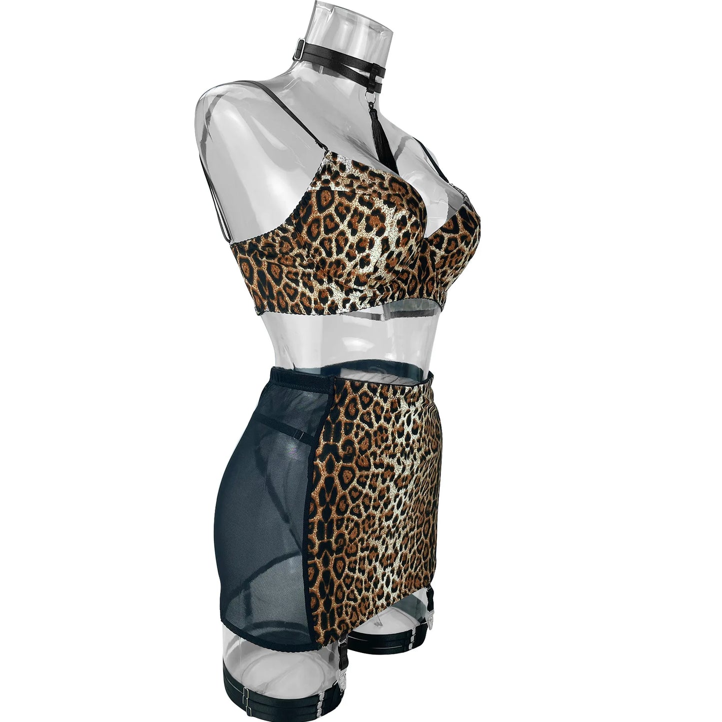 Ellolace Lingerie Satin Fin Dentelle Rouge 5Pièces