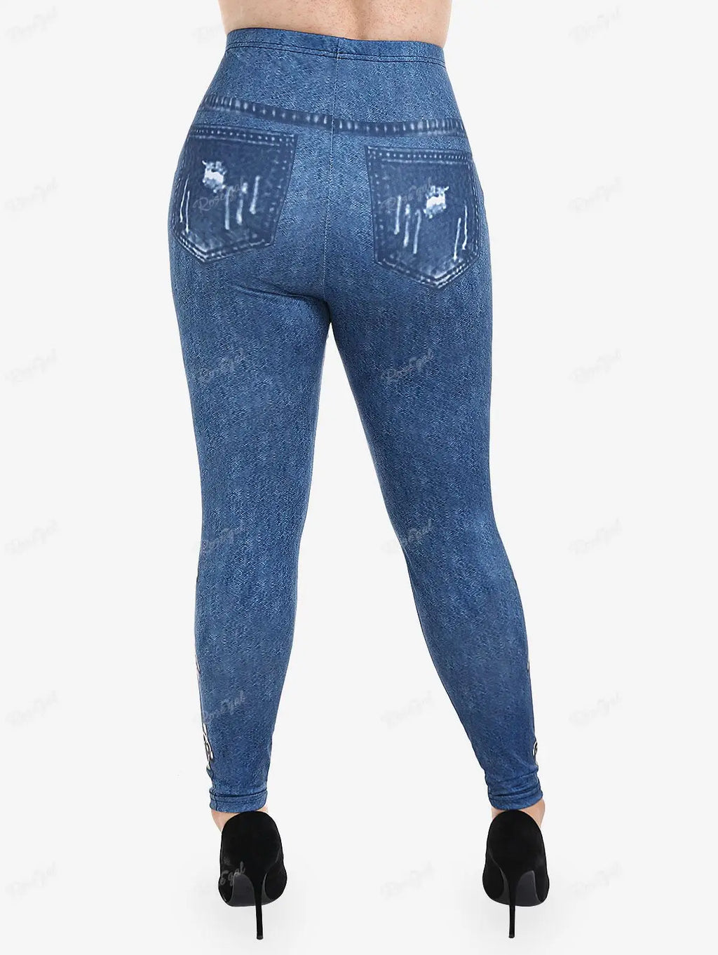 Legging Gothique Grande Taille 5XL Imprimé Boucles Zip 3D Rose Gal