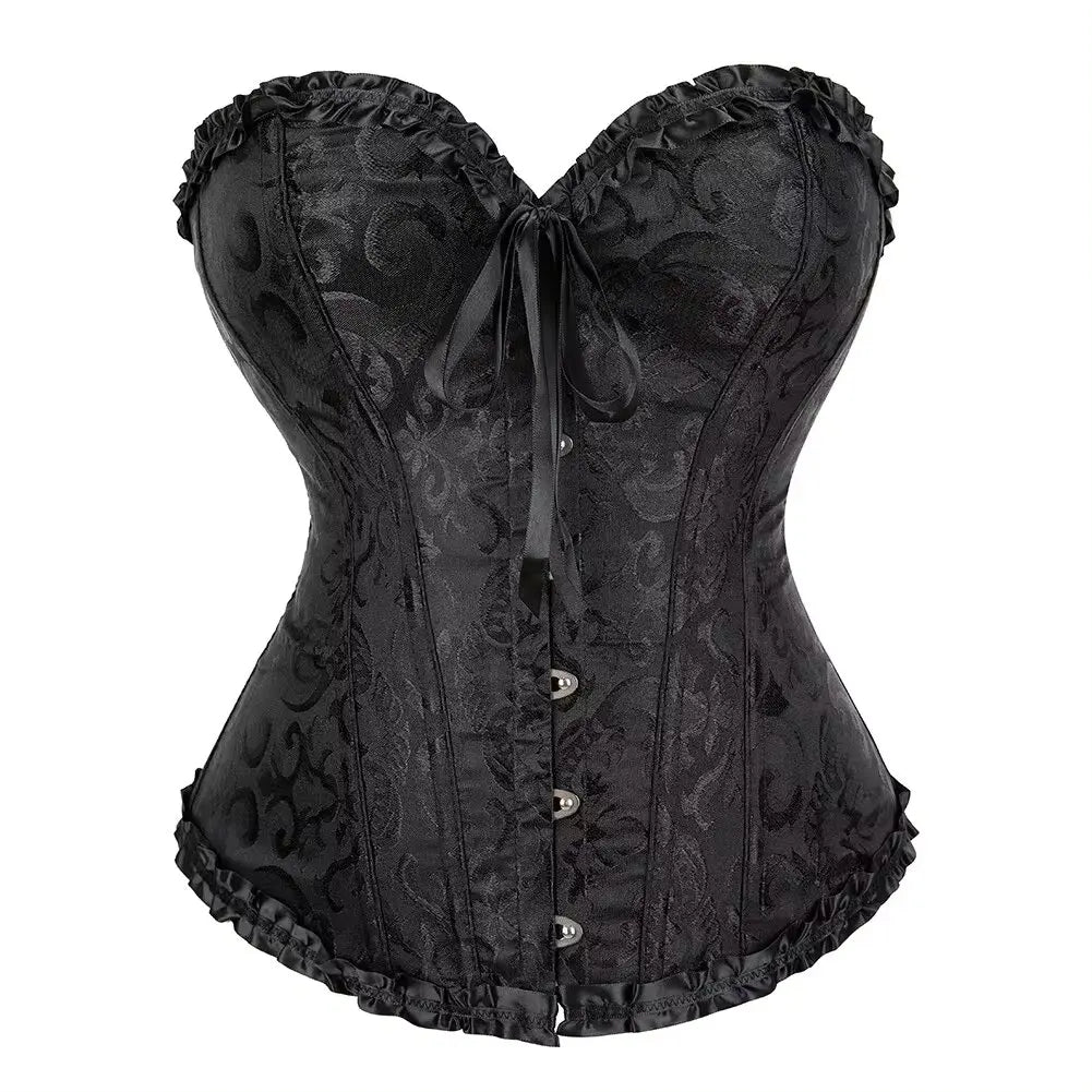 Corselet jacquard floral victorien – Fermeture busc devant