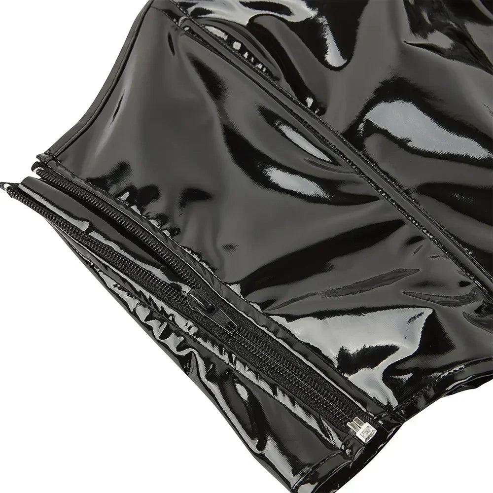 Korsett aus glänzendem PVC-Kunstleder mit seitlichem Reißverschluss – Noor