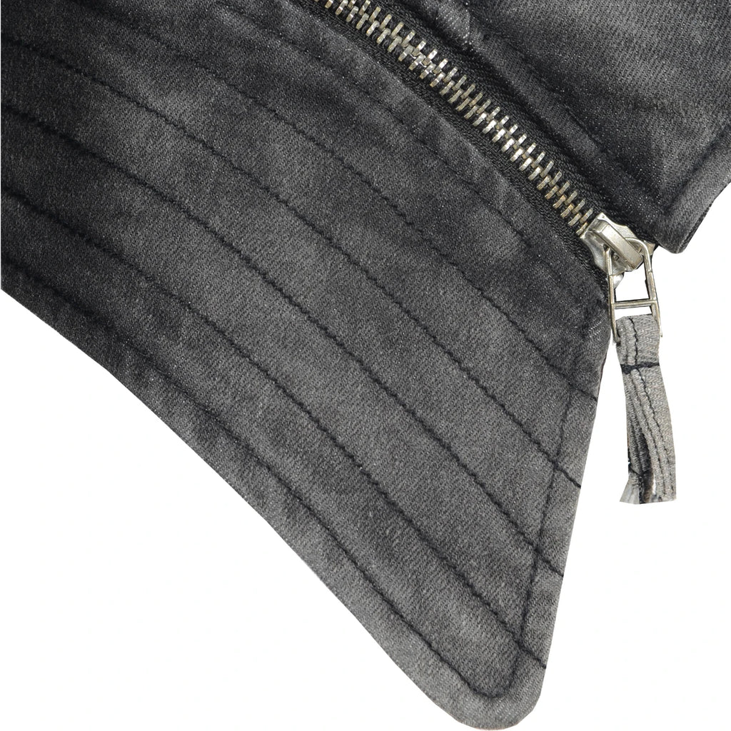 SX Veste Denim Gris Femme Moto Rivets Fermeture Éclair