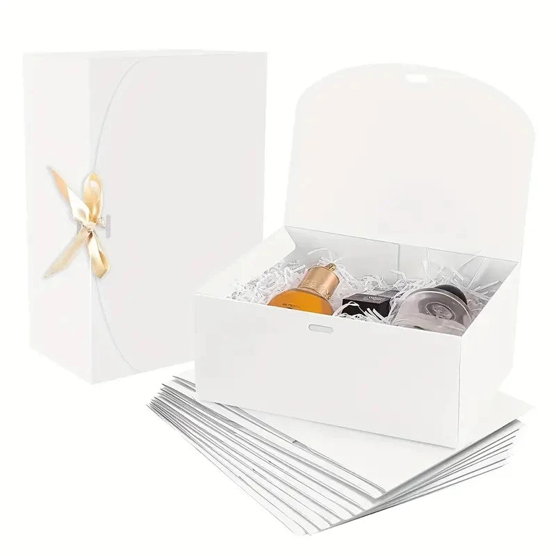 Large White Cardboard Box with Bow, Set of 3 Pieces