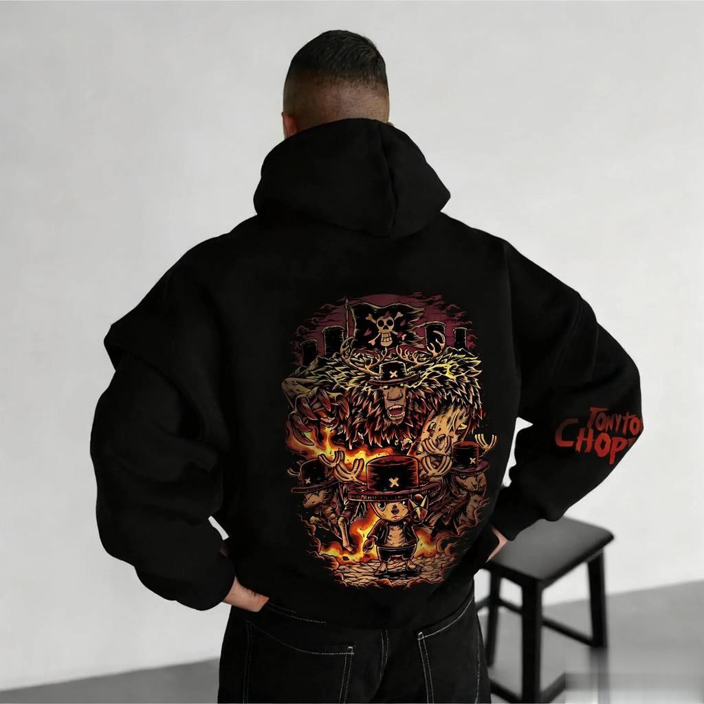 Sweat à capuche oversize anime – One Piece Chopper Graphic