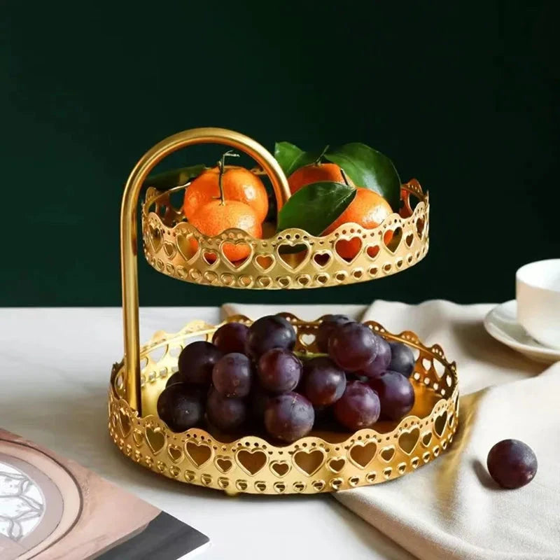 Présentoir à Fruits Double Étage – Design Nordique en Fer Forgé - LSDLBoutique