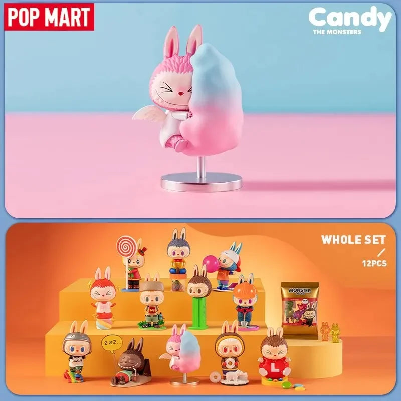 Pop Mart Labubu Candy Monsters PVC Figurine Pink Blue