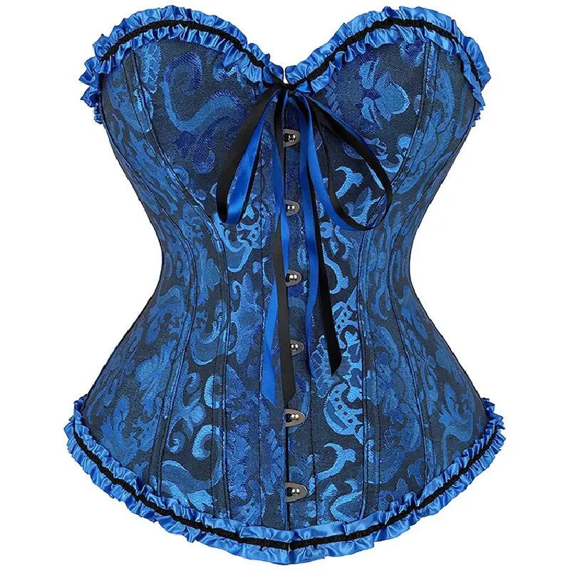 Corselet jacquard floral victorien – Fermeture busc devant