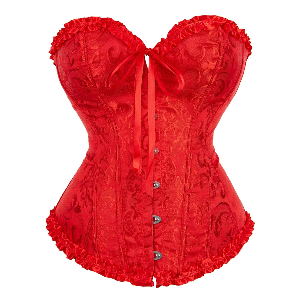 Corselet jacquard floral victorien – Fermeture busc devant