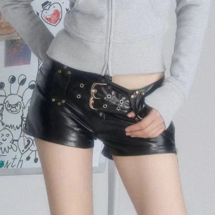 Shorts Cuir Taille Basse