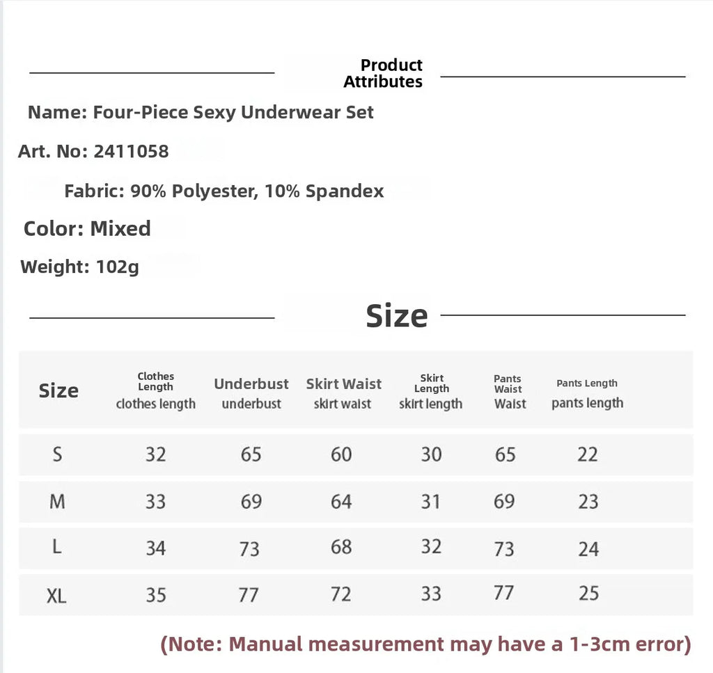 Léa's Secrets Vierteiliges grünes Karo-Dessous-Set