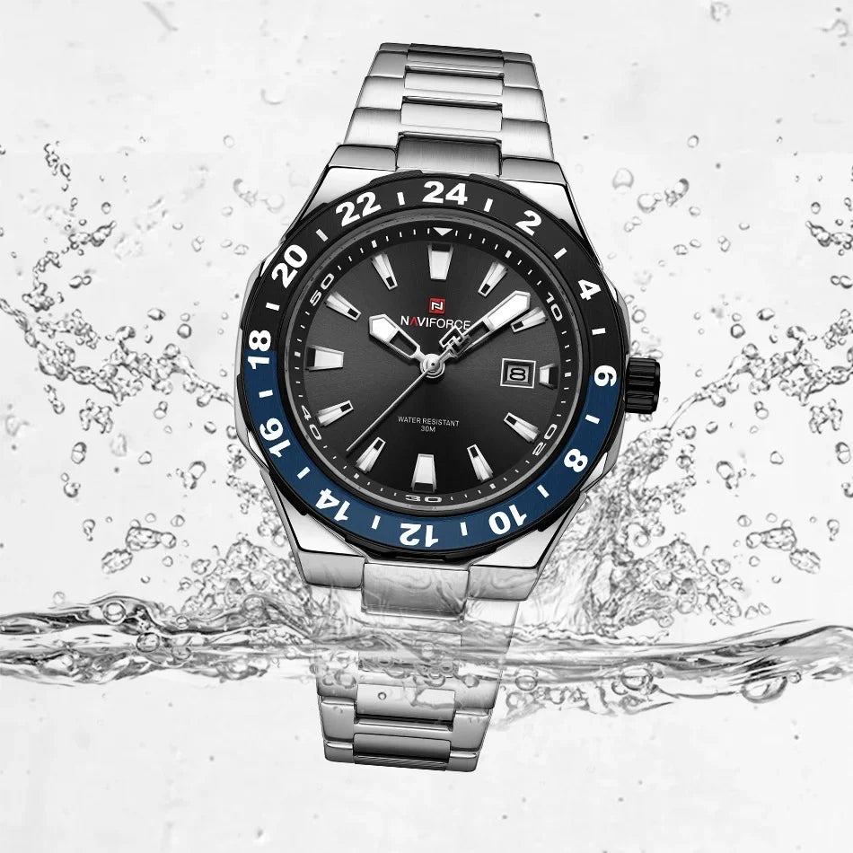 Naviforce Montre Homme Luxe Sport Quartz Horloge Calendrier Lumineux Étanche En Acier Inoxydable by LSDLBoutique.ch