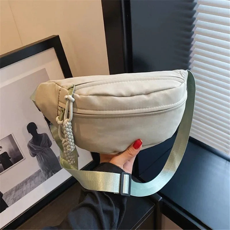 F Sac Banane Nylon Noir À Fermeture Éclair Bandoulière