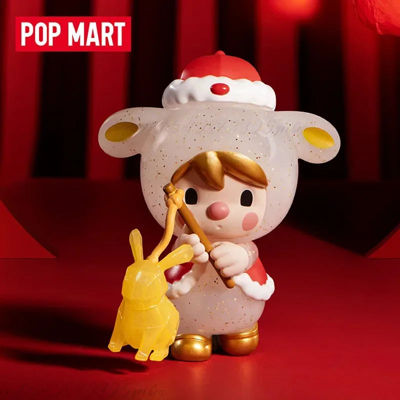 Pop Mart Kawaii PVC-Figur Braun Chinesischer Knoten Rot