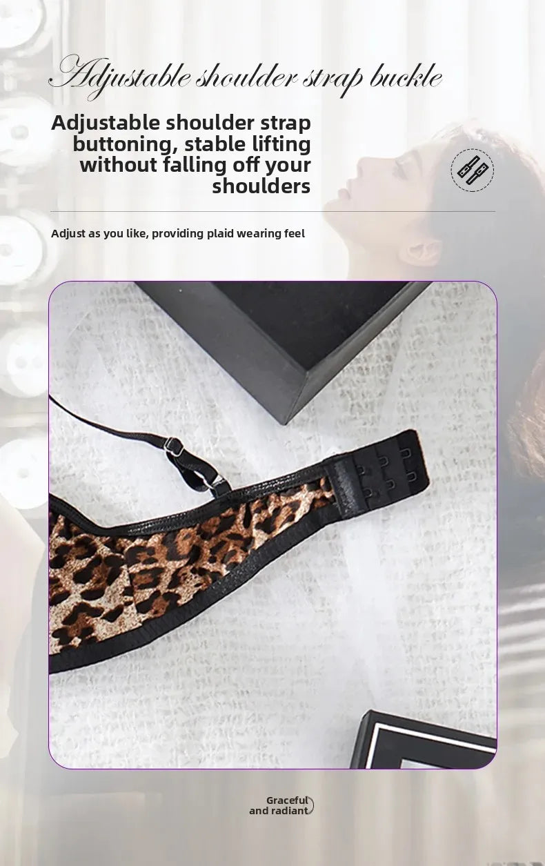 Les Secrets de Léa Ensemble Sous Vetements Maille Creuse Léopard Chaîne Métal