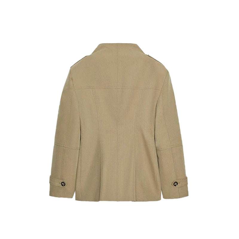 Nonen Veste Pilote Femme Polyester Marron Fermeture Éclair Revers Ample