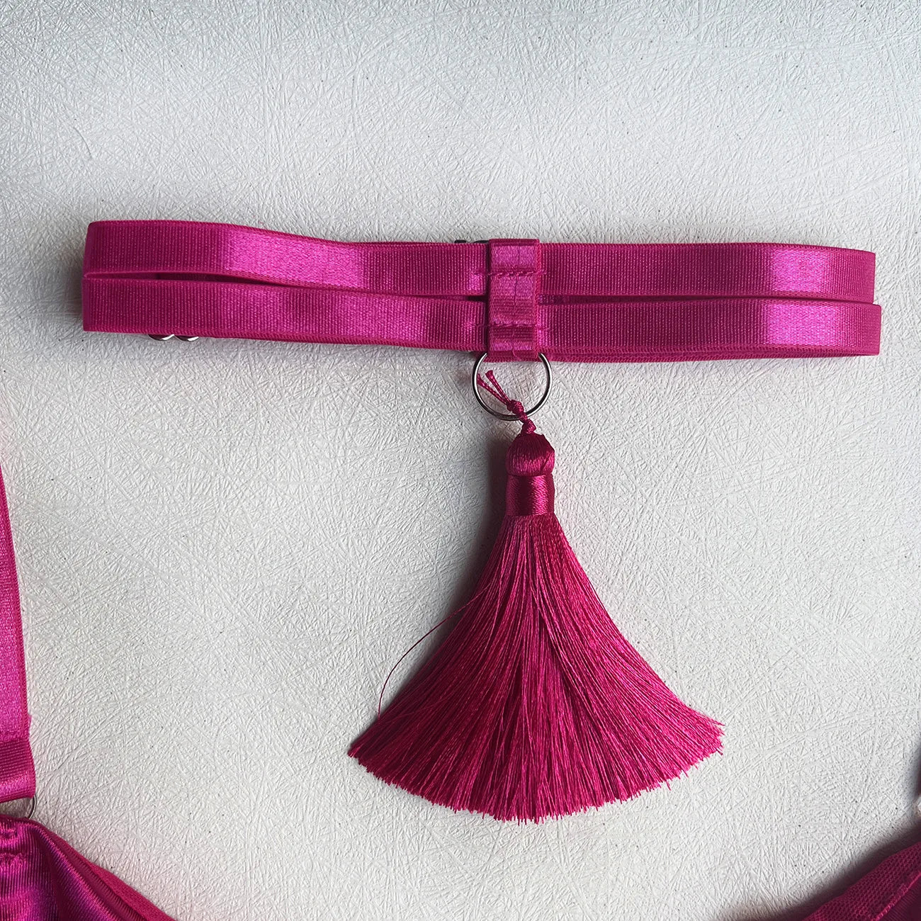 Ellolace Dessous-Set, feiner Satin und Spitze, Rot, 5-teilig