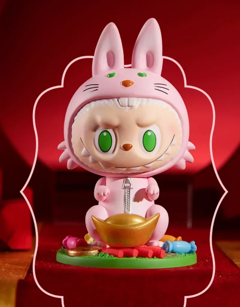 Pop Mart Kawaii PVC Figurine Brown Chinese Knot Red