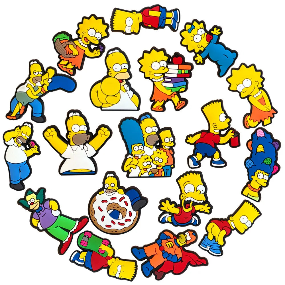 Breloques de chaussures de dessin animé The Simpsons, 18 pièces/ensemble, croco, décoration d'animaux mignons, Badges à boucle, accessoires de chaussures, décorations de pantoufles en point by LSDLBoutique.ch