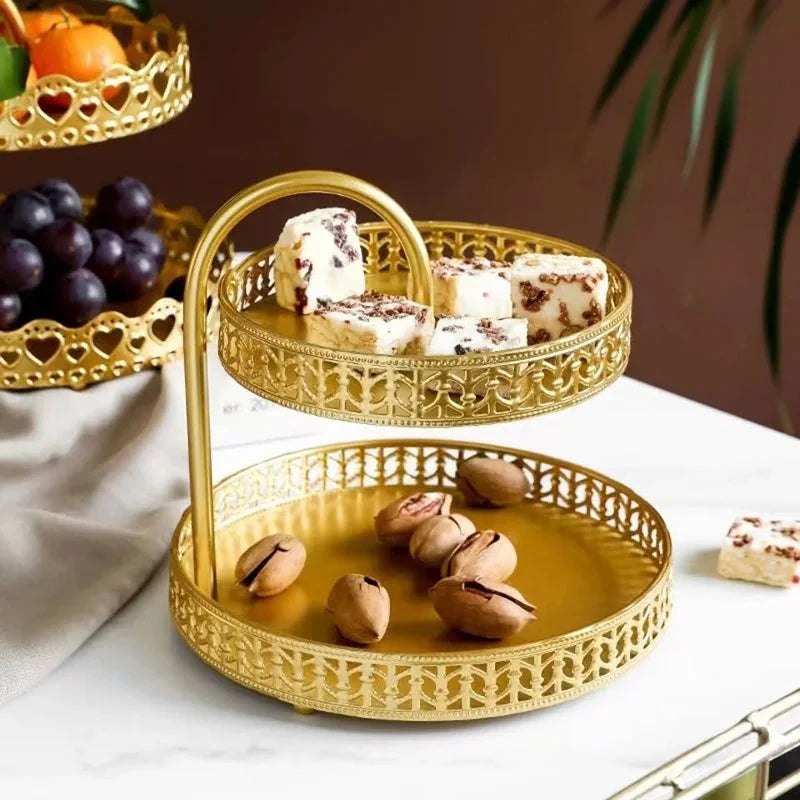 Présentoir à Fruits Double Étage – Design Nordique en Fer Forgé - LSDLBoutique
