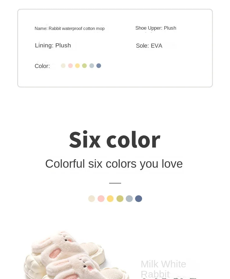 Mo Dou Pantoufles Imperméables en Peluche Unisexe Hiver